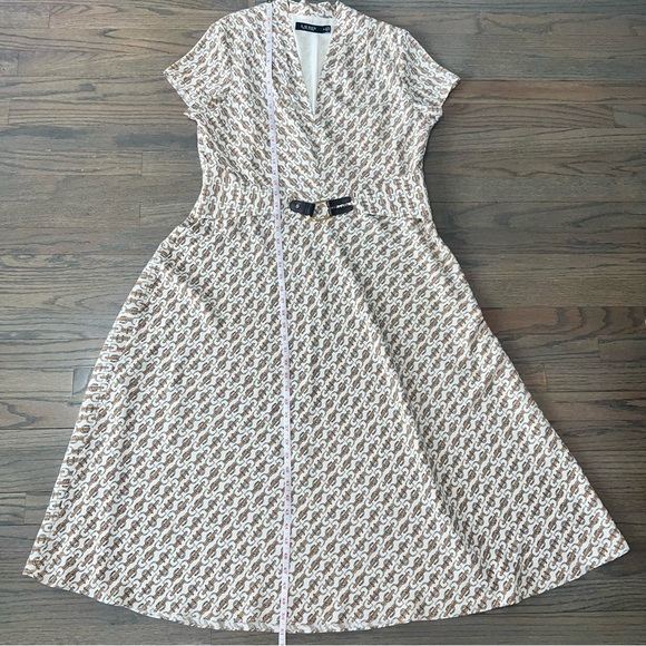 Ralph Lauren A-Line Midi Dress Equestrian Print Belted 16 | Office Career - Picture 8 of 11